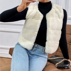 Women's White Faux Fur Vest